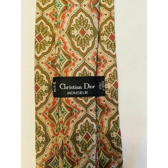 Christian Dior Light Tan Patterned Tie - Picture 3 of 5
